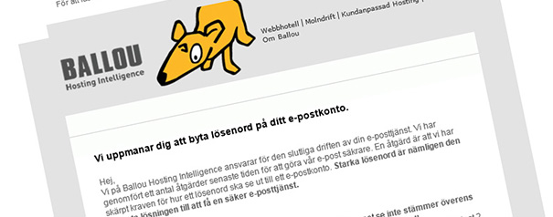 Byte av lösenord från Ballou - inget spam!